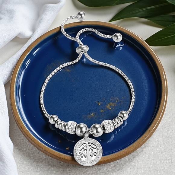 🆕️Elegant 18K Gold Plated Tree of Life Charm Bracelet Sparkling Rhinestones - Picture 5 of 12